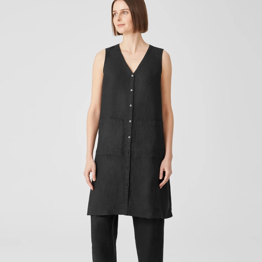 Eileen Fisher Black V-Neck Long Top• Size XS